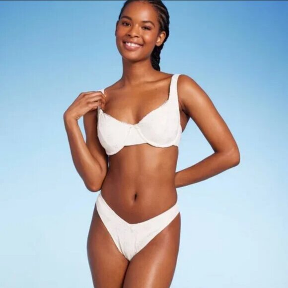 Pointelle V-Front Extra Cheeky Extra High Leg Bikini Bottom - Wild Fable - Picture 6 of 9